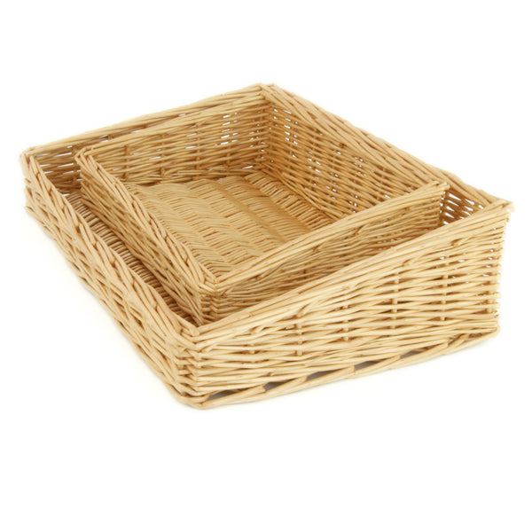 Wicker Willow Kitchen Storage Tray Fruit Baskets Rectangle Tapered