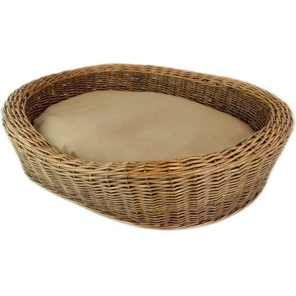 Wicker Willow Basket Pet Dog Cat Beds Round in Brown