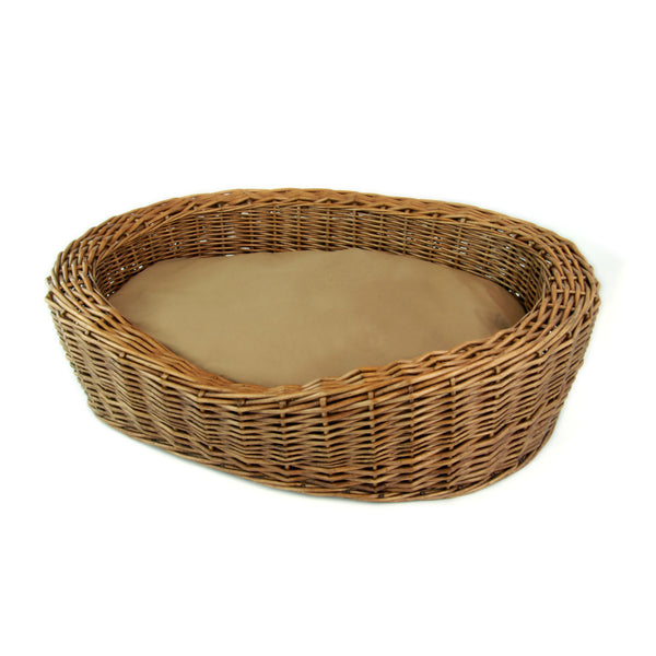 Wicker Willow Basket Pet Dog Cat Beds Round in Brown