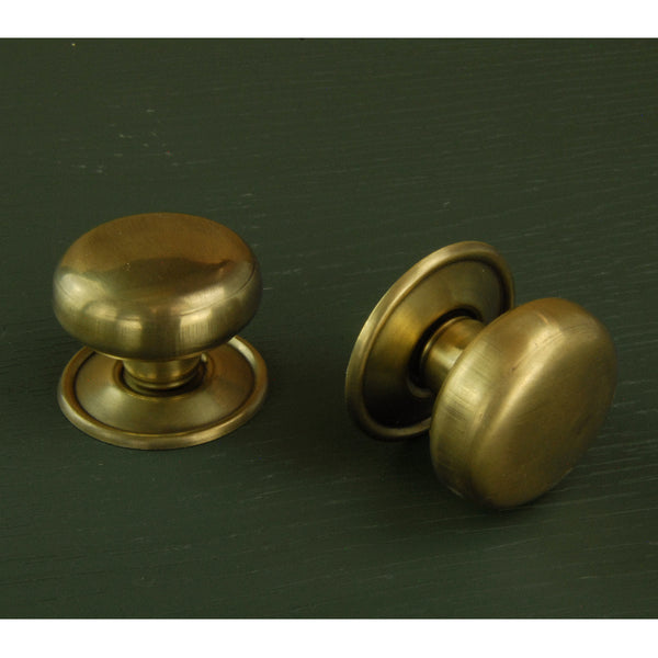 Aged Unlacquered Solid Brass Oxford Round Cabinet Knobs Kitchen Door Handles