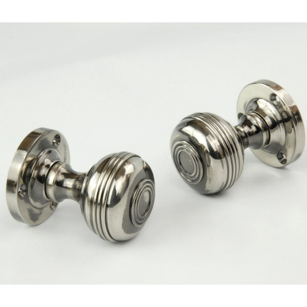 Regency Bloxwich Solid Brass Antique Nickel Door Knobs Handles on a Round Rose
