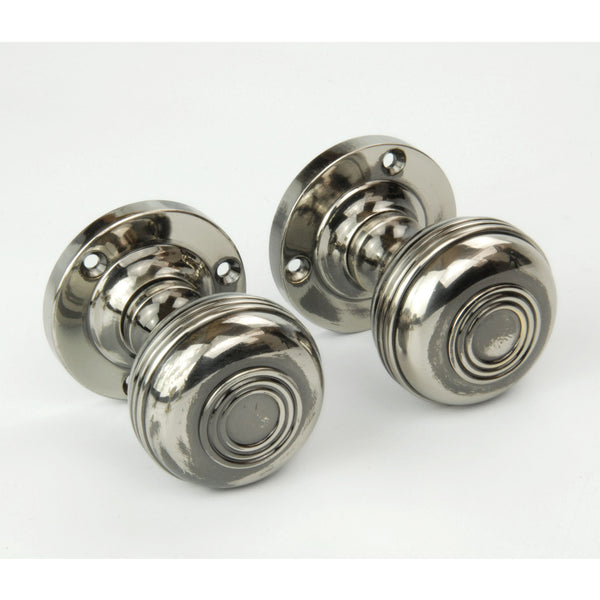 Regency Bloxwich Solid Brass Antique Nickel Door Knobs Handles on a Round Rose