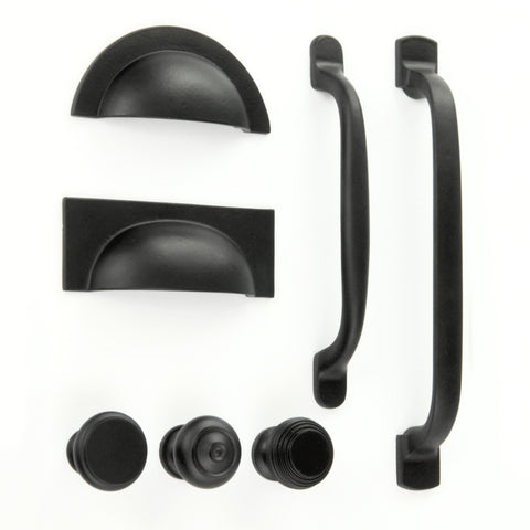 Satin Matt Black Cabinet Kitchen Door Knobs Cup Handles & Drawer Pulls