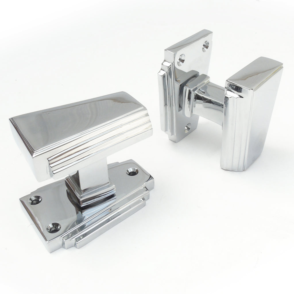 Art Deco Polished Chrome Door Handles