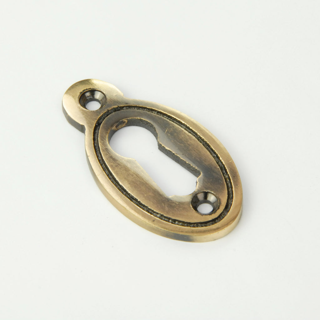 Oval Regency Escutcheon Door Lock Keyhole Cover - Antique Brass