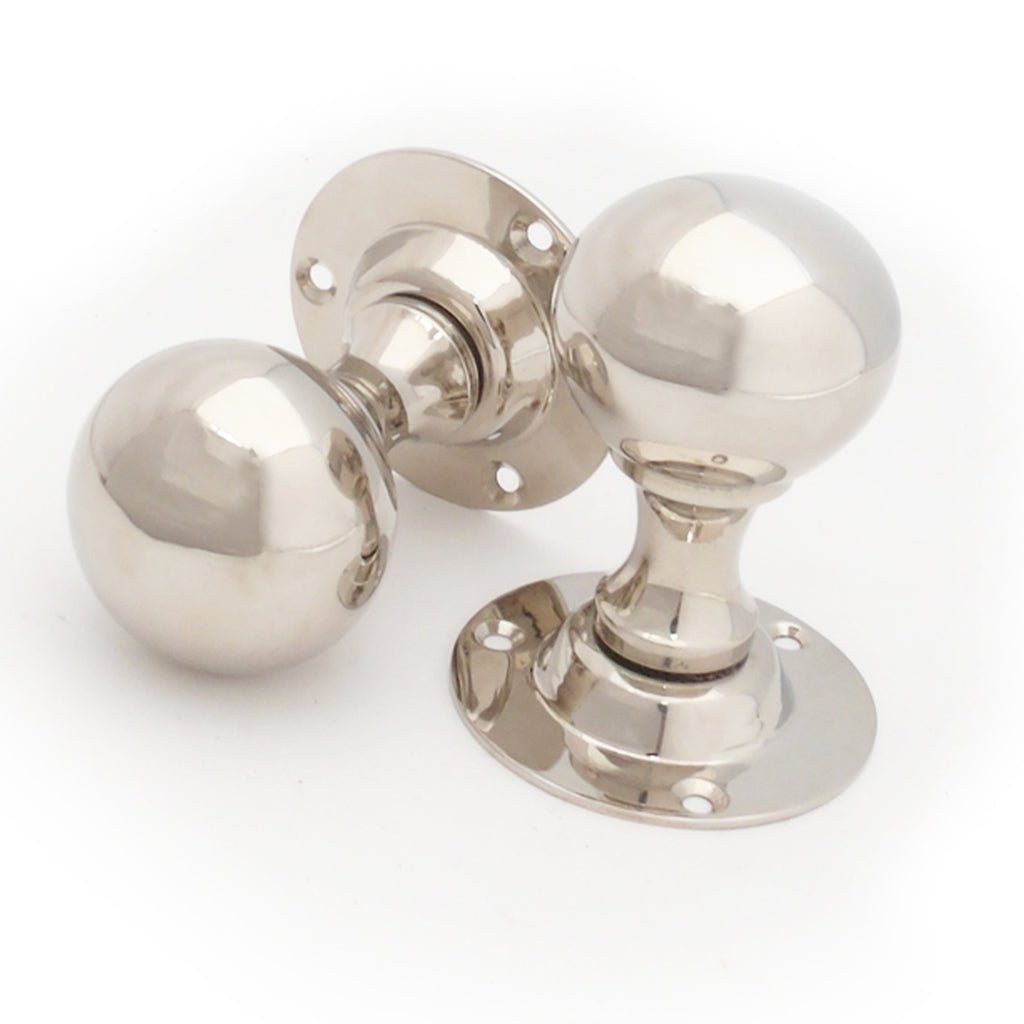 Victorian Period Polished Nickel Ball Round Door Handles Knobs