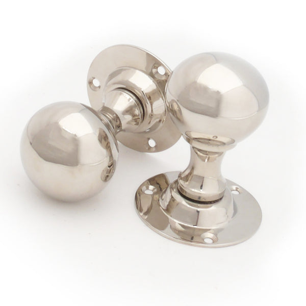 Victorian Period Polished Nickel Ball Round Door Handles Knobs