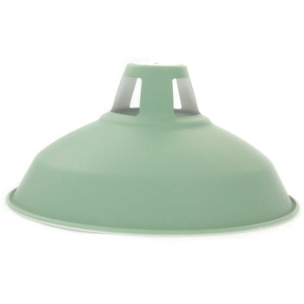 Vintage Industrial Metal Lamp Shade Matt Sage Green