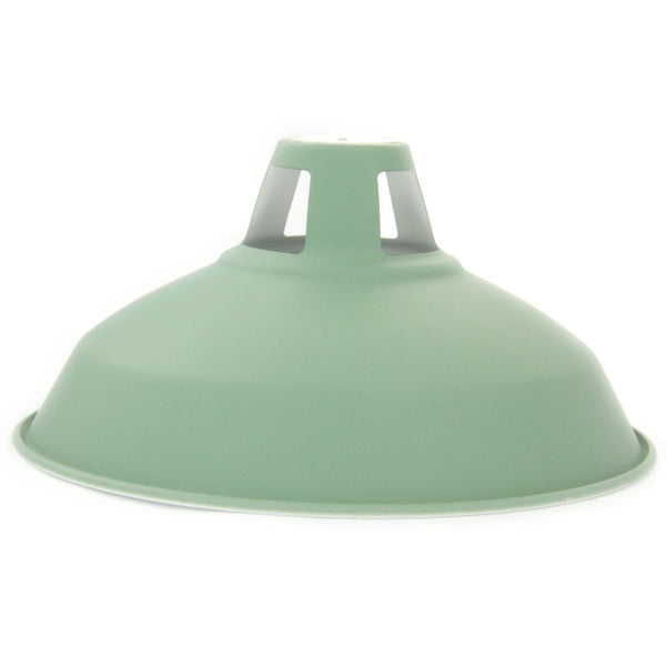 Vintage Industrial Metal Lamp Shade Matt Sage Green JonesandGrey
