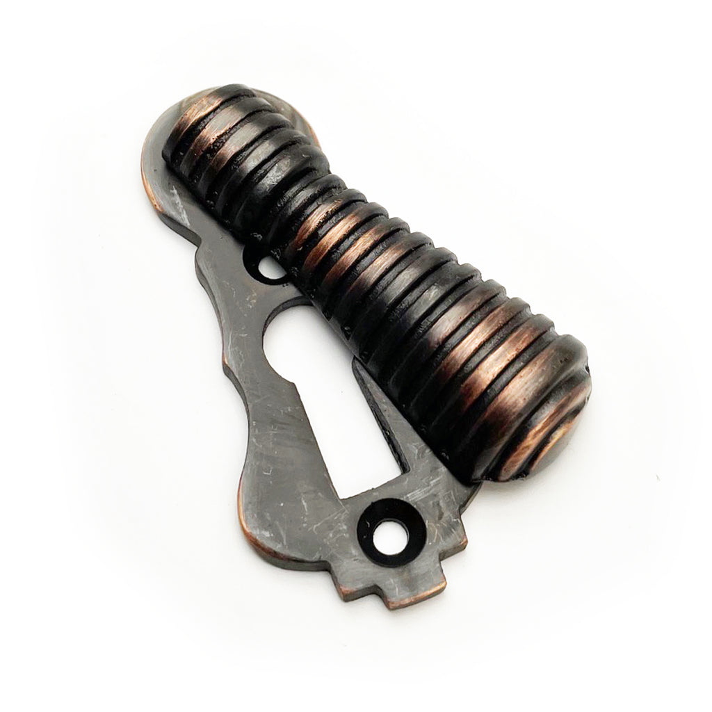 Reeded Regency Style Escutcheon Door Lock Cover - Oil Rubbed Bronze