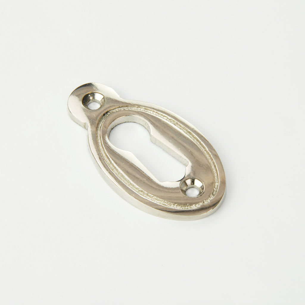 Oval Regency Escutcheon Door Lock Keyhole Cover - Polished Nickel
