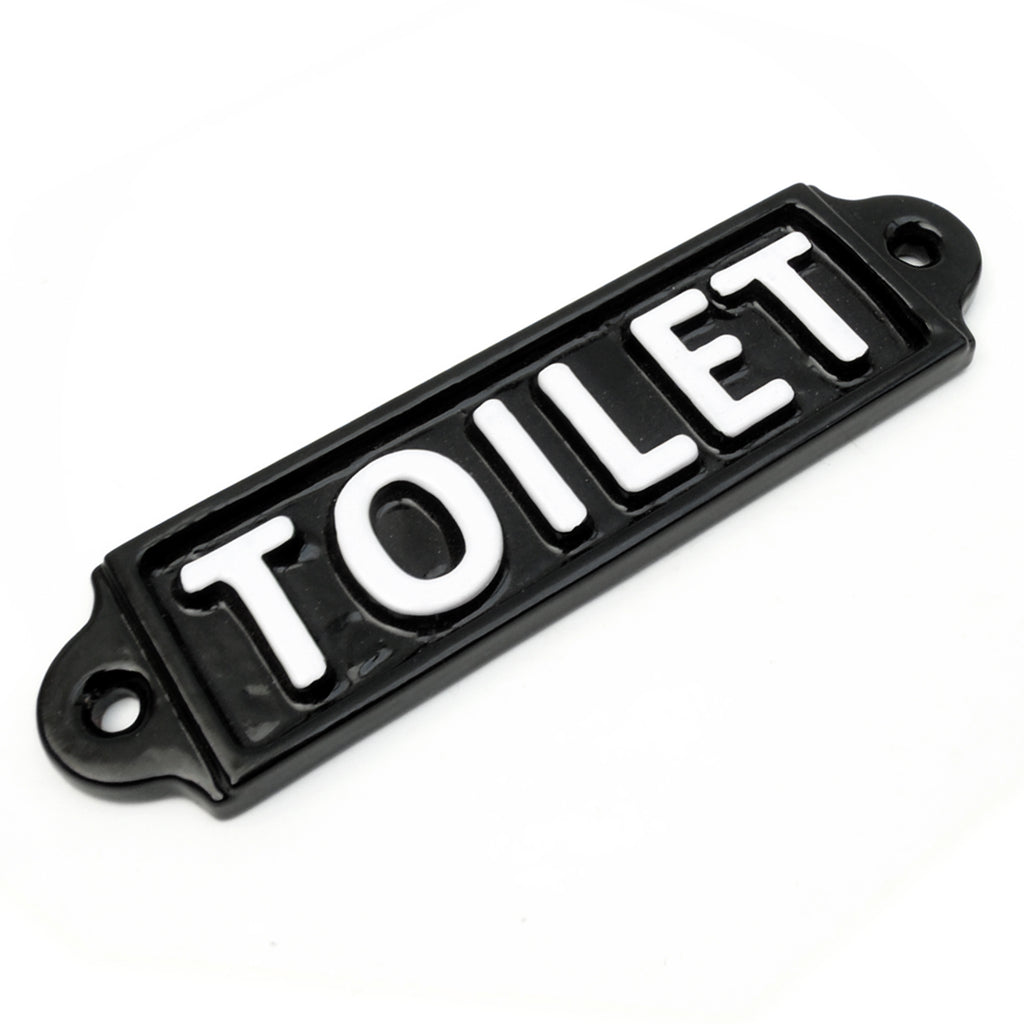 A 'TOILET' Vintage Cast Iron Style Metal Sign Black & White