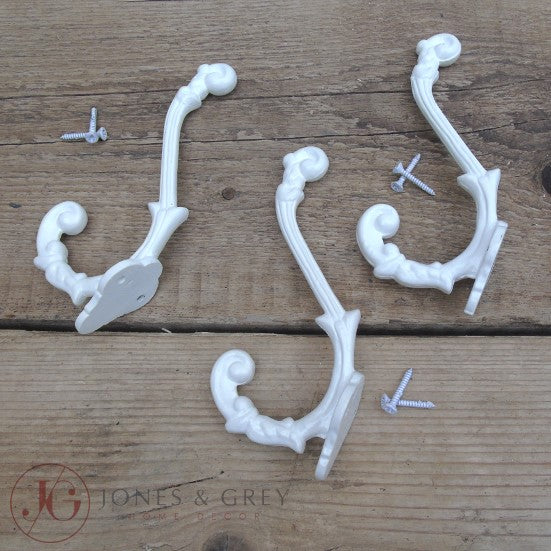 Take a look  - Our New French Inspired Ornate Shabby Chic White Painted Cast Iron Wall Hooks