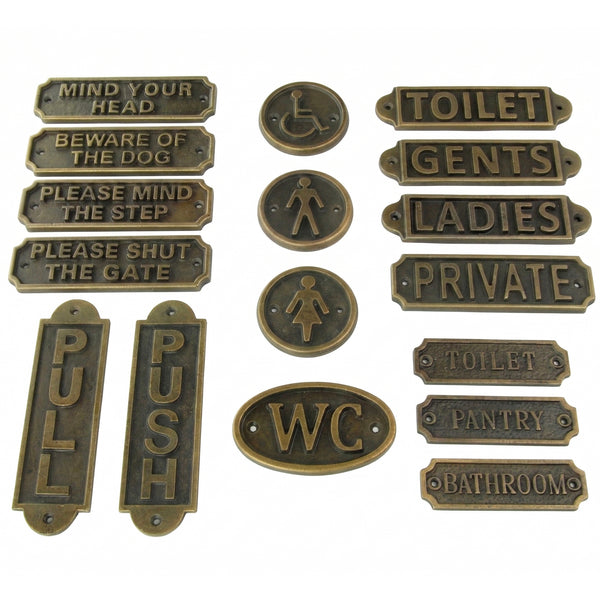 Antique Brass Cast Iron Vintage Style Metal Wall Door Gate Signs