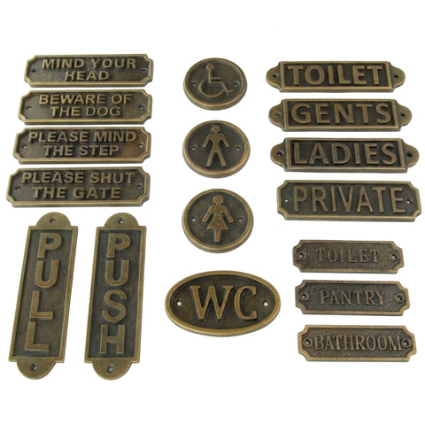 Antique Brass Cast Iron Vintage Style Metal Wall Door Gate Signs