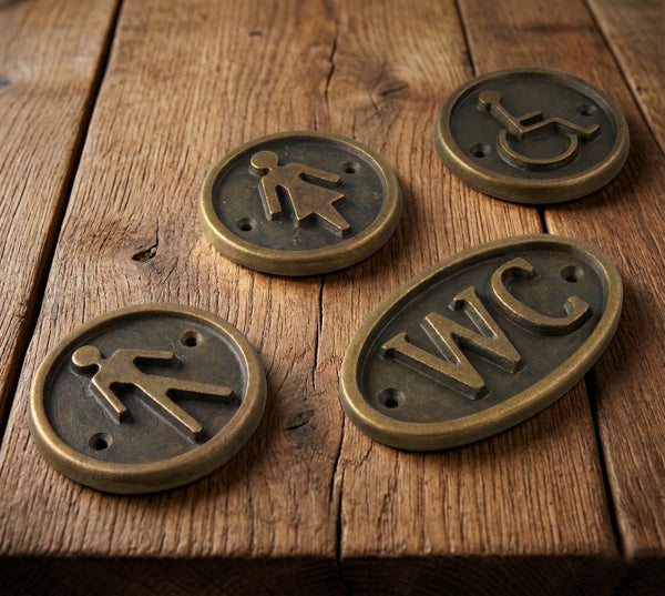 Antique Brass Cast Iron Vintage Style Metal Wall Door Gate Signs