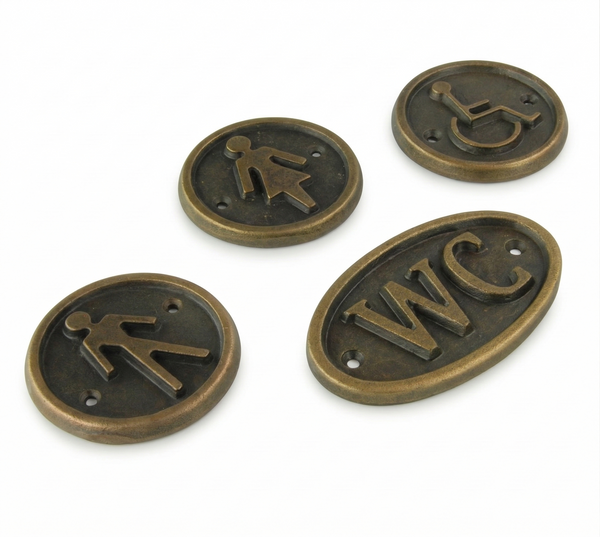 Antique Brass Cast Iron Vintage Style Metal Wall Door Gate Signs