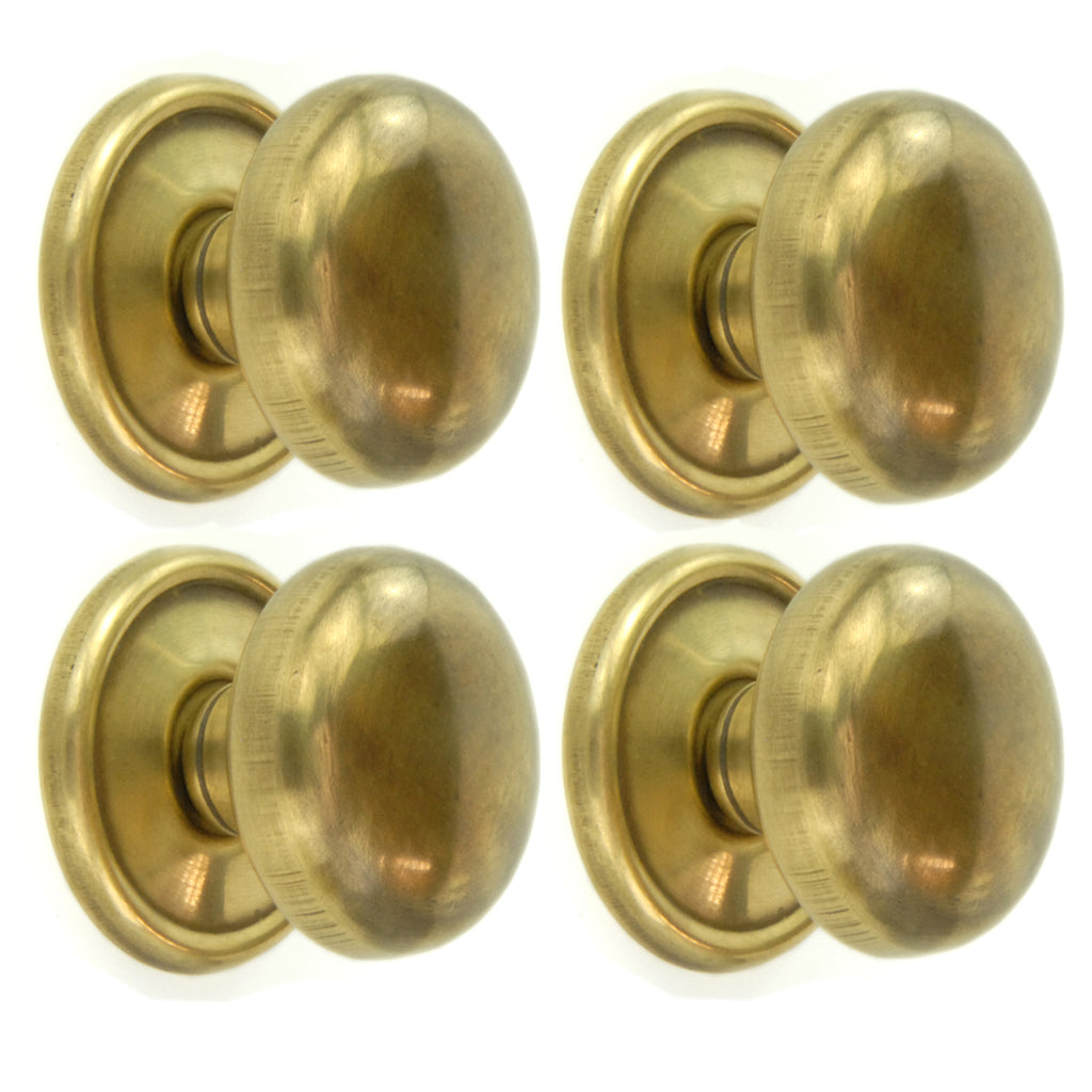 Set of 4 Unlacquered Brass Knobs Handles Kitchen Door Drawer Cupboard Pulls
