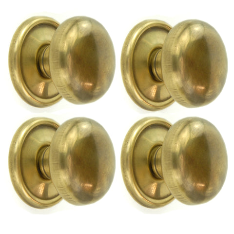 Set of 4 Unlacquered Brass Knobs Handles Kitchen Door Drawer Cupboard Pulls