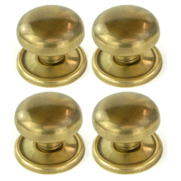 Set of 4 Unlacquered Brass Knobs Handles Kitchen Door Drawer Cupboard Pulls