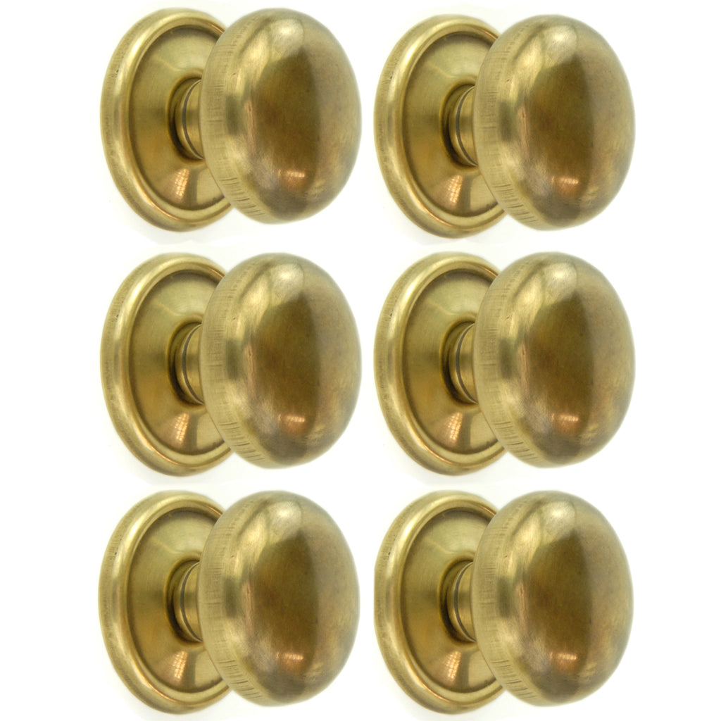 Set of 6 Unlacquered Brass Knobs Handles Kitchen Door Drawer Cupboard Pulls