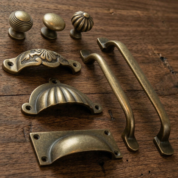 Antique Brass Cast Iron Cabinet Knobs Kitchen Drawer Door Bow D Handles Pulls