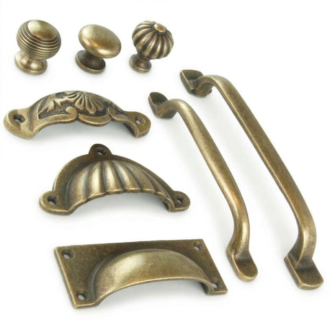 Antique Brass Cast Iron Cabinet Knobs Kitchen Drawer Door Bow D Handles Pulls