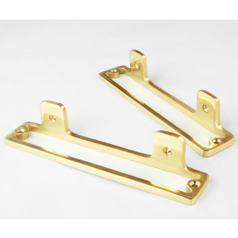 A Pair of Solid Polished Brass Hollow Alcove Shelf Brackets