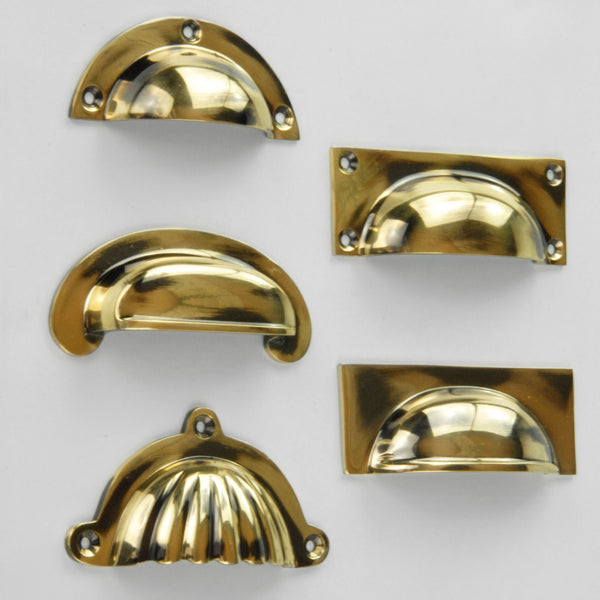 Solid Antique Brass Cabinet Kitchen Drawer Knobs Cup Handles Pulls