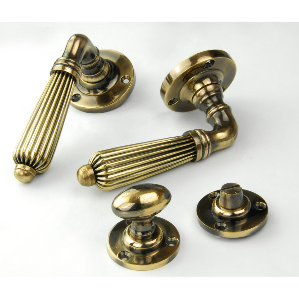 Vintage Regency Solid Brass Lever Door Handles – Antique Reeded Style With Rose