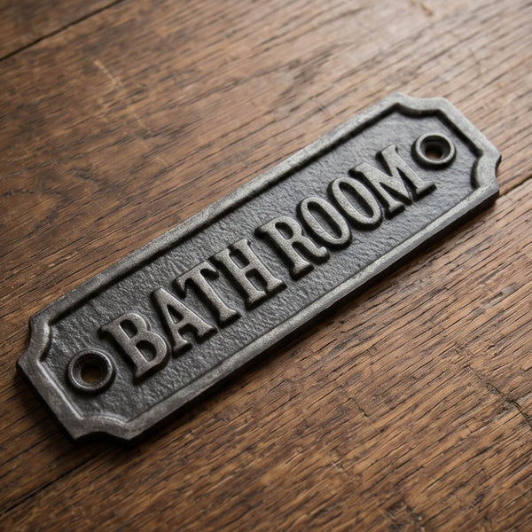 Vintage Style Cast Iron Bathroom Door Sign