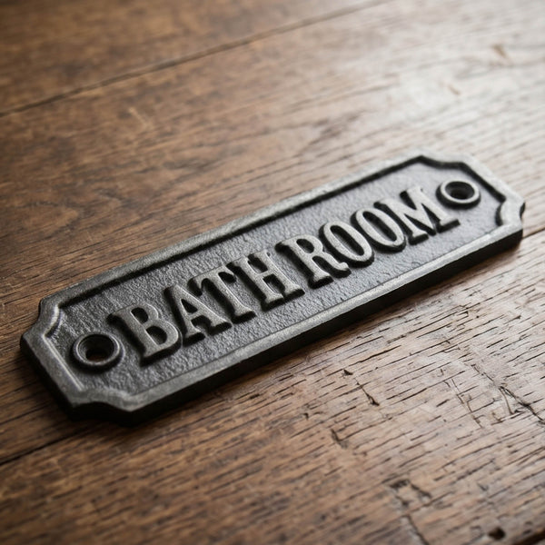 Vintage Style Cast Iron Bathroom Door Sign