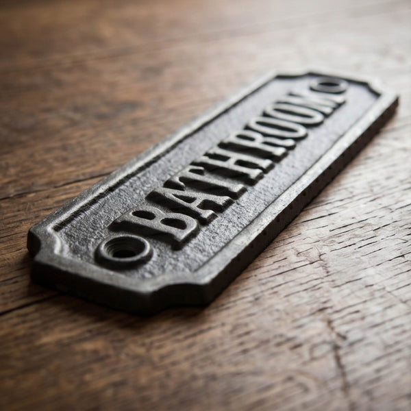 Vintage Style Cast Iron Bathroom Door Sign
