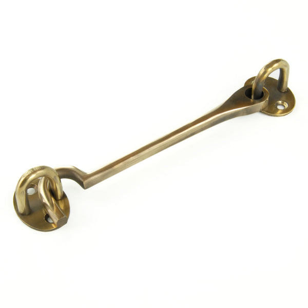 Aged Unlacquered Solid Brass Antique Cabin Hook & Eye Latch Lock Door Catch