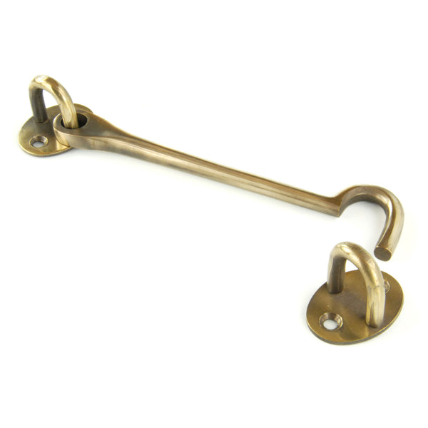 Aged Unlacquered Solid Brass Antique Cabin Hook & Eye Latch Lock Door Catch