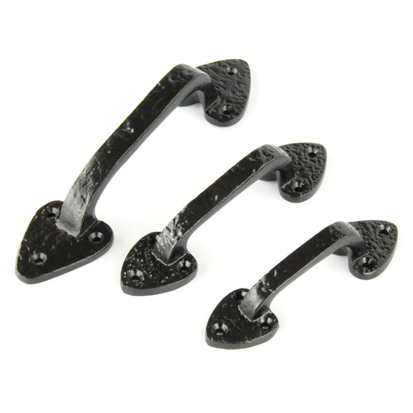 Vintage Antique Style Black Hammered Cast Iron Door Pull D Handle