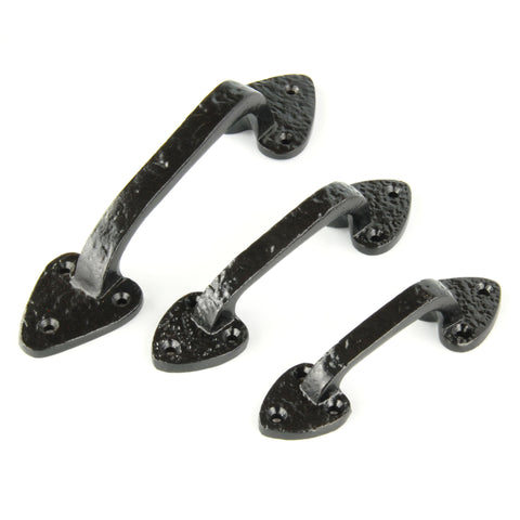 Vintage Antique Style Black Hammered Cast Iron Door Pull D Handle