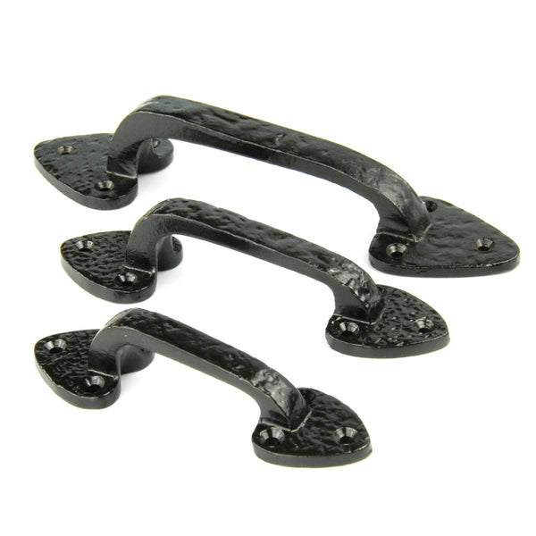 Vintage Antique Style Black Hammered Cast Iron Door Pull D Handle