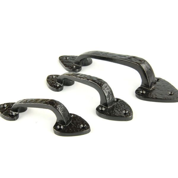 Vintage Antique Style Black Hammered Cast Iron Door Pull D Handle