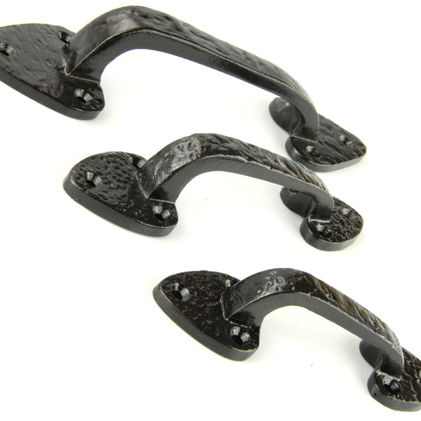 Vintage Antique Style Black Hammered Cast Iron Door Pull D Handle