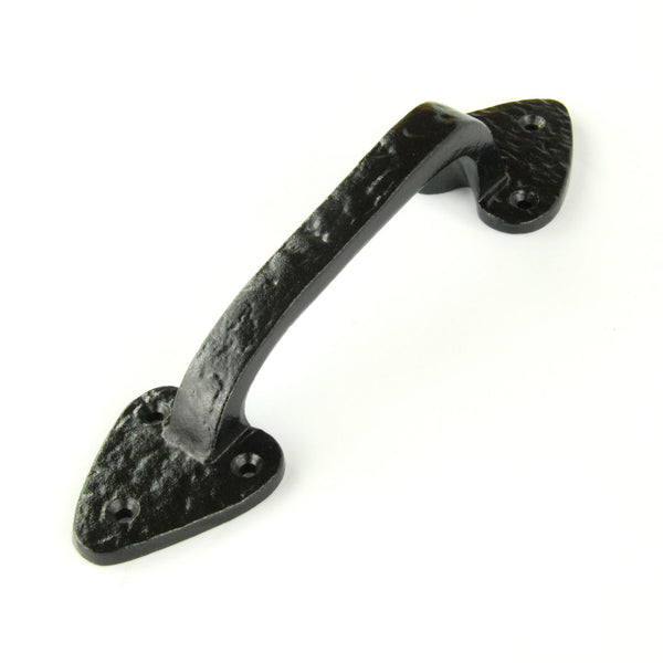 Vintage Antique Style Black Hammered Cast Iron Door Pull D Handle