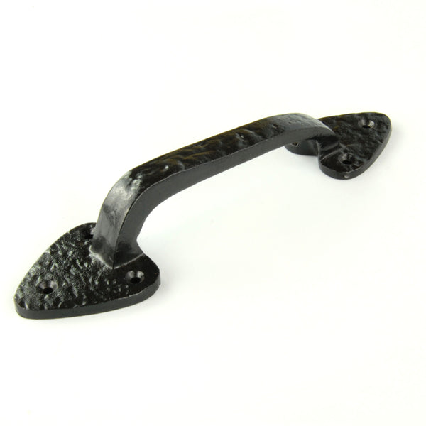 Vintage Antique Style Black Hammered Cast Iron Door Pull D Handle