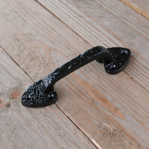 Vintage Antique Style Black Hammered Cast Iron Door Pull D Handle