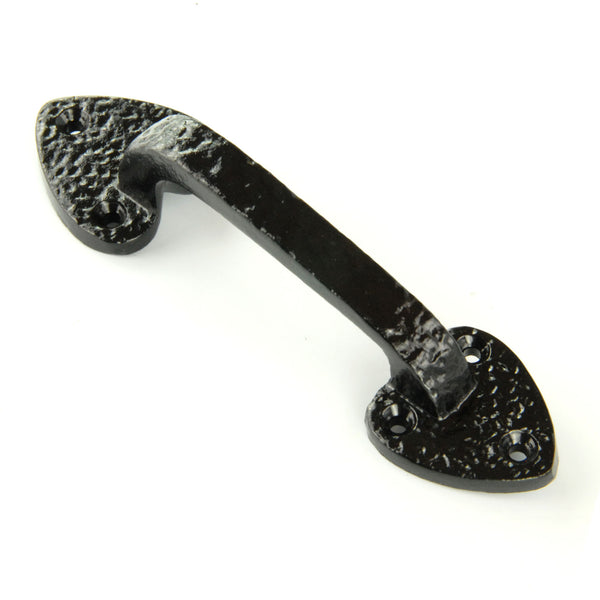 Vintage Antique Style Black Hammered Cast Iron Door Pull D Handle