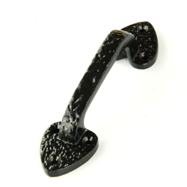 Vintage Antique Style Black Hammered Cast Iron Door Pull D Handle