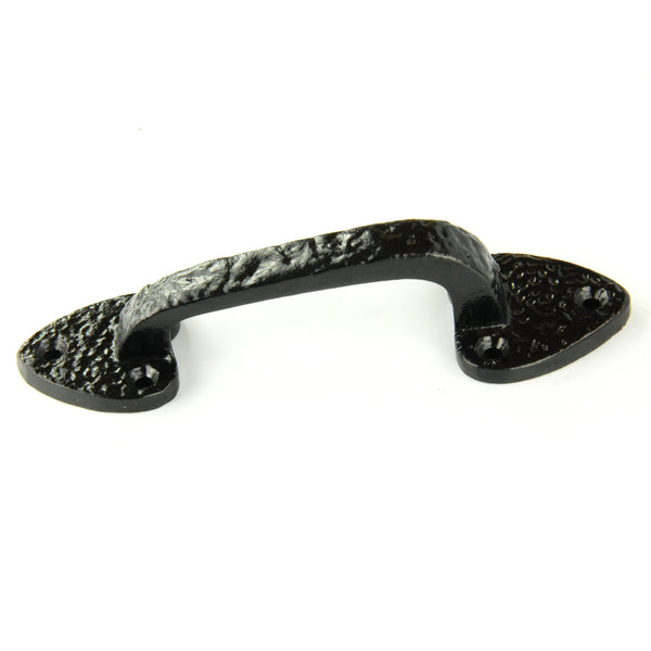 Vintage Antique Style Black Hammered Cast Iron Door Pull D Handle