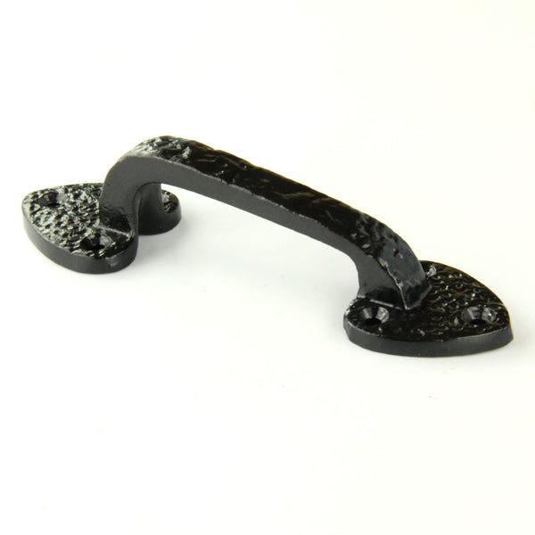 Vintage Antique Style Black Hammered Cast Iron Door Pull D Handle