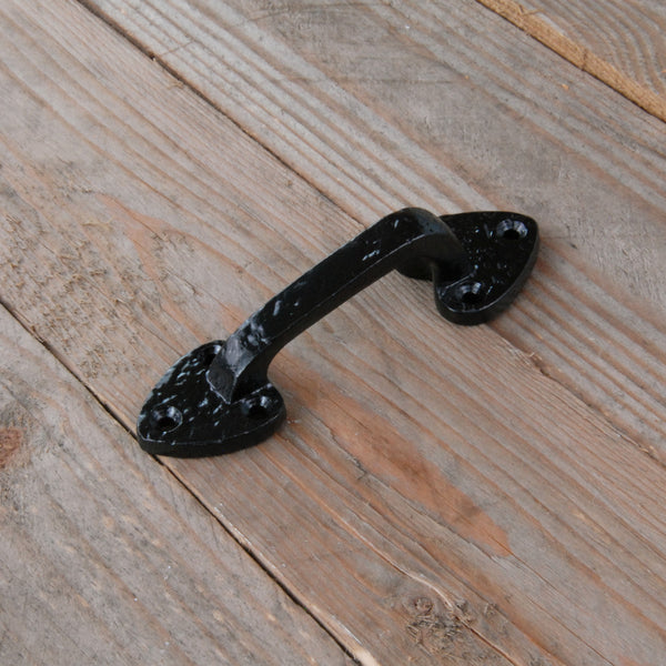 Vintage Antique Style Black Hammered Cast Iron Door Pull D Handle