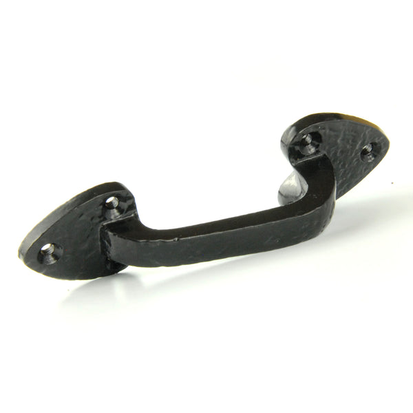 Vintage Antique Style Black Hammered Cast Iron Door Pull D Handle
