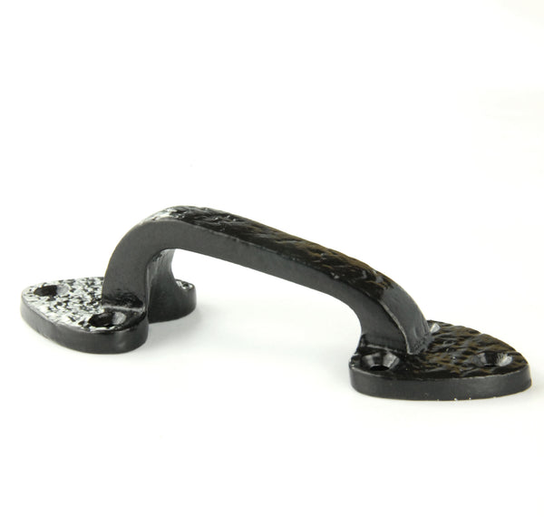 Vintage Antique Style Black Hammered Cast Iron Door Pull D Handle